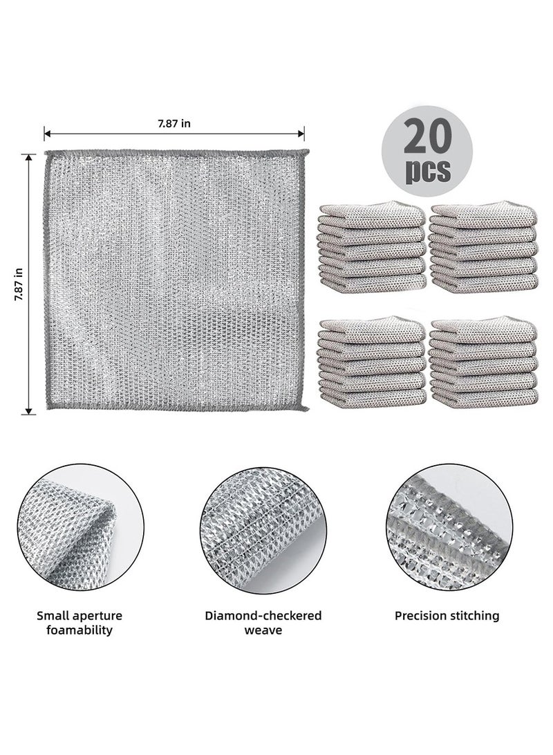 بيروي مناديل تنظيف سلكية متعددة الأغراض، 20 عبوة مناديل تنظيف الأطباق متعددة الأغراض، مناديل تنظيف الأطباق السلكية غير القابلة للخدش مناديل تنظيف الأطباق منظفات للأطباق والأحواض والعدادات وأسطح المواقد - Image 2