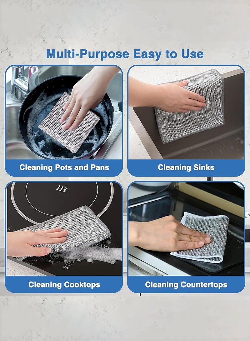 بيروي مناديل تنظيف سلكية متعددة الأغراض، 20 عبوة مناديل تنظيف الأطباق متعددة الأغراض، مناديل تنظيف الأطباق السلكية غير القابلة للخدش مناديل تنظيف الأطباق منظفات للأطباق والأحواض والعدادات وأسطح المواقد - Image 5