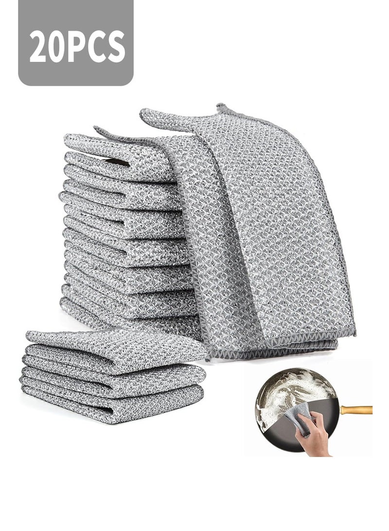 بيروي مناديل تنظيف سلكية متعددة الأغراض، 20 عبوة مناديل تنظيف الأطباق متعددة الأغراض، مناديل تنظيف الأطباق السلكية غير القابلة للخدش مناديل تنظيف الأطباق منظفات للأطباق والأحواض والعدادات وأسطح المواقد - Image 1