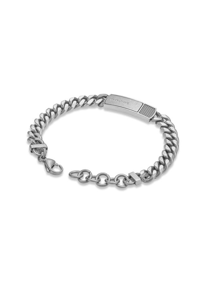 POLICE Identity Bracelet Bold Gauge Links with Brushed Antique Charm, Textured Studded Design  - Image 3