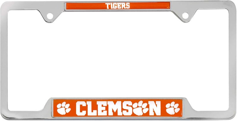 AMG Auto Emblems Officially Licensed Premium Shiny Chrome Metal License Plate Frame - Clemson Tigers
