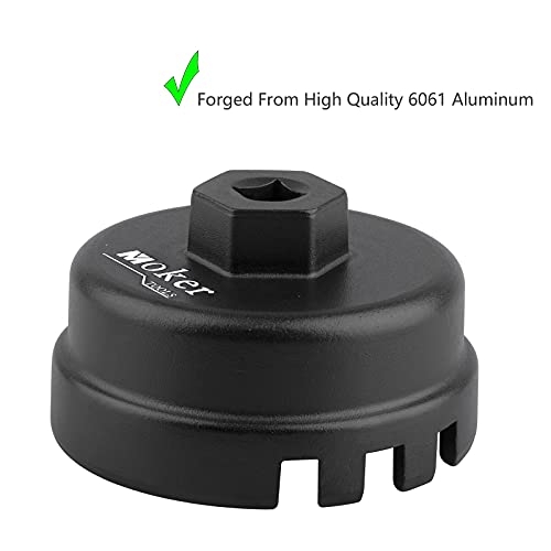 Moker Aluminum 64mm 14 Flute Oil Filter Wrench for Toyota Corolla/Prius, Fits 1.8L Engines - Image 2