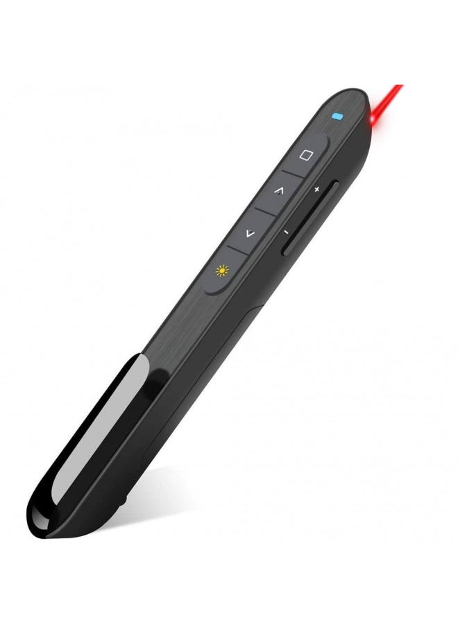 DinoFire Wireless Presenter, Hyperlink Volume Control Presentation Clicker RF 2.4GHz USB PowerPoint Clicker Presentation Remote Control Pointer Slide Advancer (Black)  - Image 1