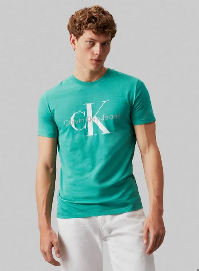 Calvin Klein Jeans Men's Slim Monogram T-Shirt - Cotton jersey, Green