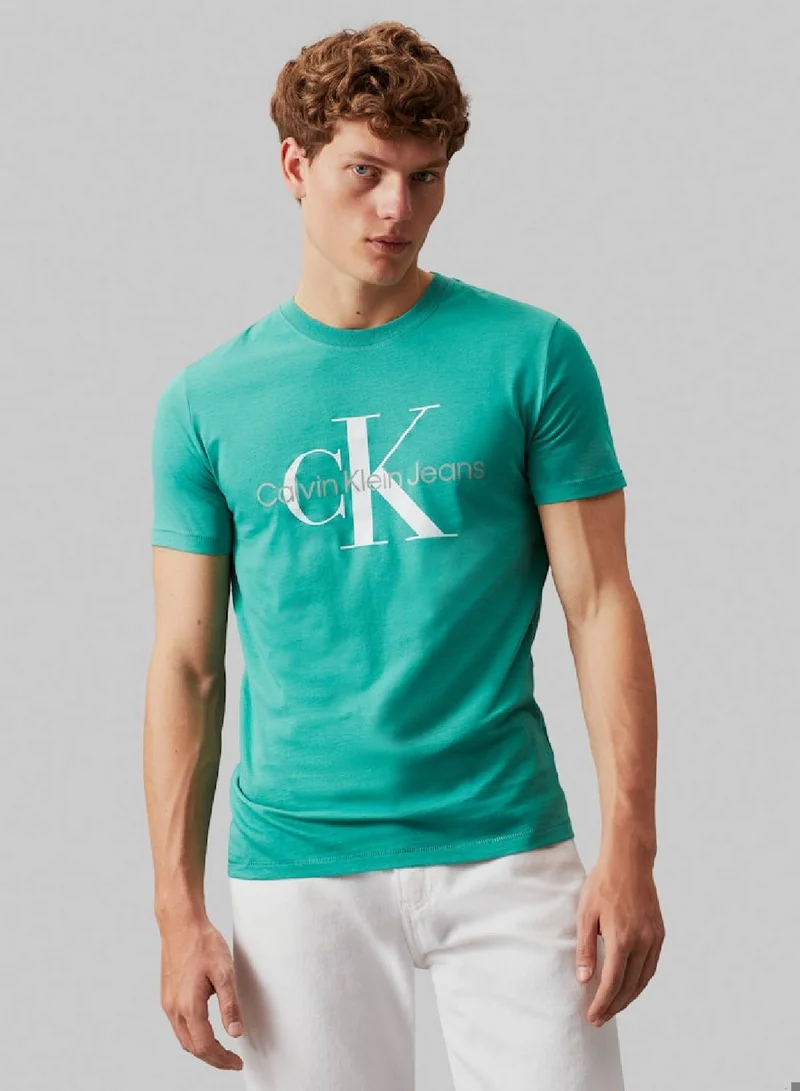 Calvin Klein Jeans Men's Slim Monogram T-Shirt - Cotton jersey, Green