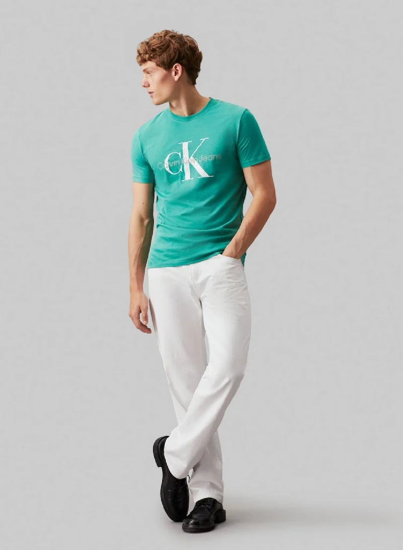 Calvin Klein Jeans Men's Slim Monogram T-Shirt - Cotton jersey, Green