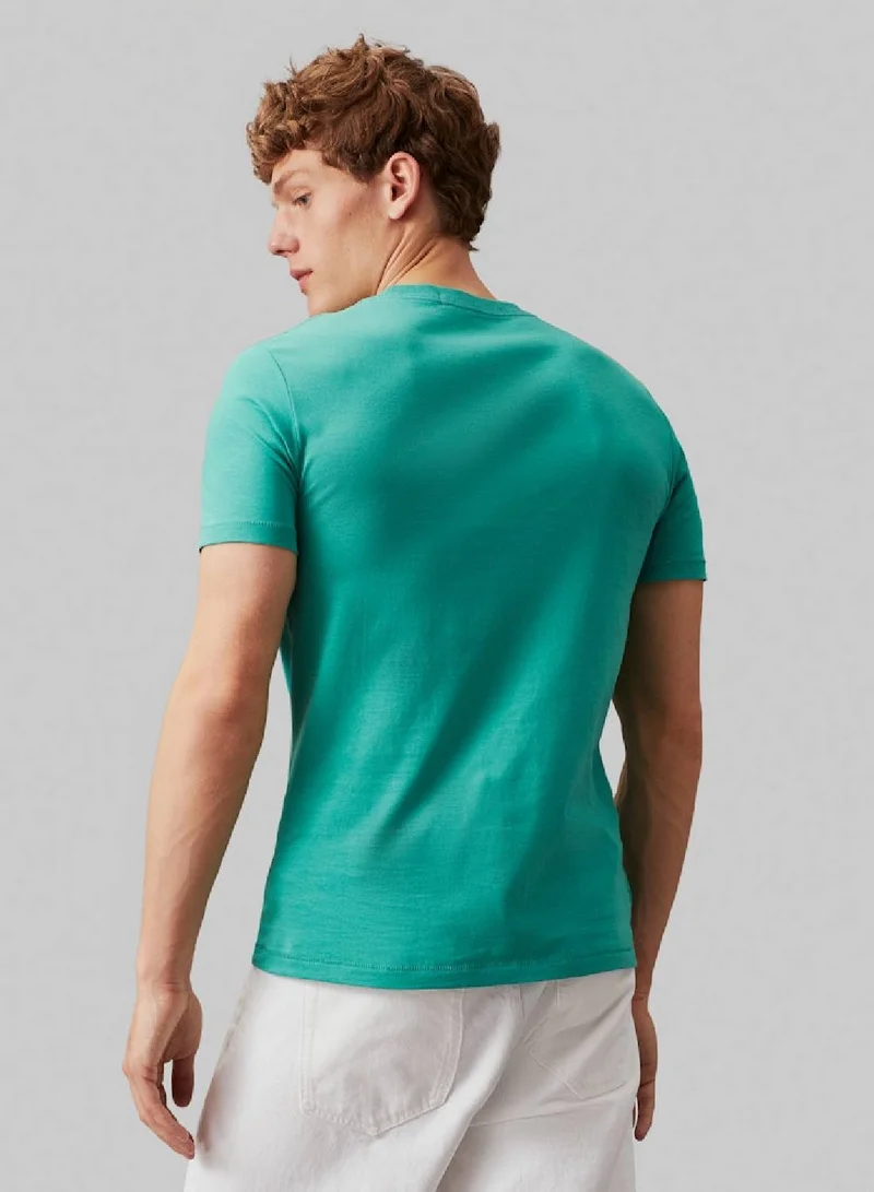 Calvin Klein Jeans Men's Slim Monogram T-Shirt - Cotton jersey, Green