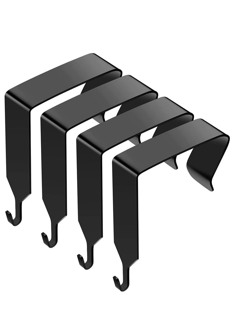 Hook Over The Door Panel Wall Metal Cubicle Picture Hanger for Clothing Mirror Hooks Office Whiteboard Black 4 Pieces