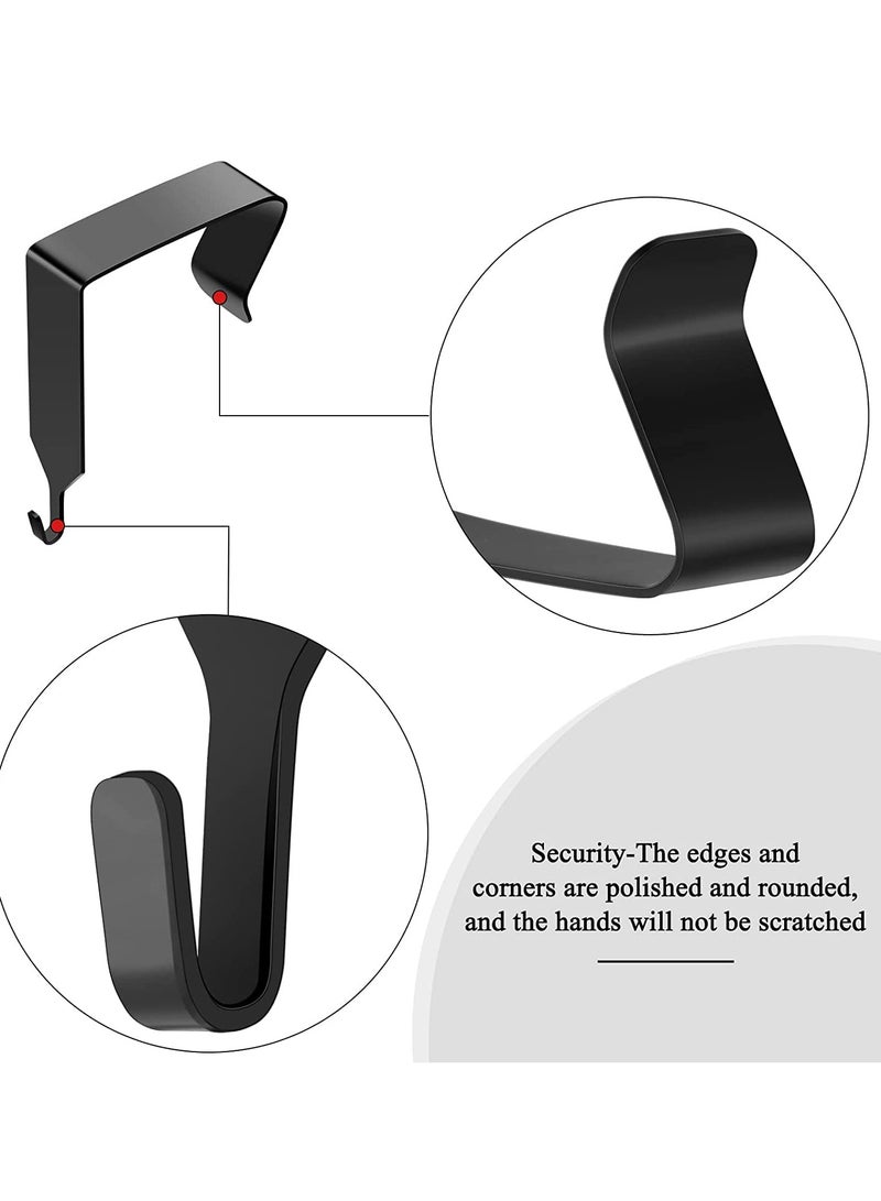 Hook Over The Door Panel Wall Metal Cubicle Picture Hanger for Clothing Mirror Hooks Office Whiteboard Black 4 Pieces