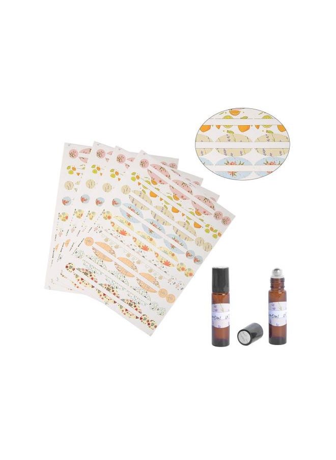 WYBOT - Empty Bottle Sticker - Flower Stickers Labels for Essential Oil Bottle, Food Jars and Christmas Gifts 4 Sheets - Image 1