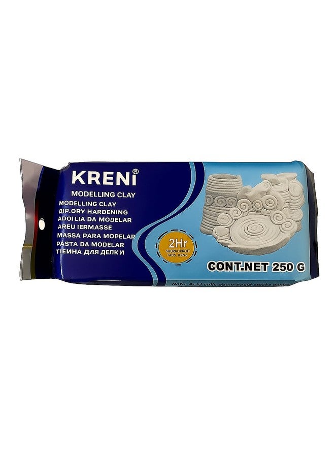 kreni طين كريني الاحترافي الجاف بالهواء للأعمال اليدوية والحرف اليدوية | طين غير سام، ناعم ومرن للأطفال والكبار | مثالي للنحت والتشكيل والمشاريع المدرسية والأنشطة الفنية | 250 غرام (أبيض) - Image 1