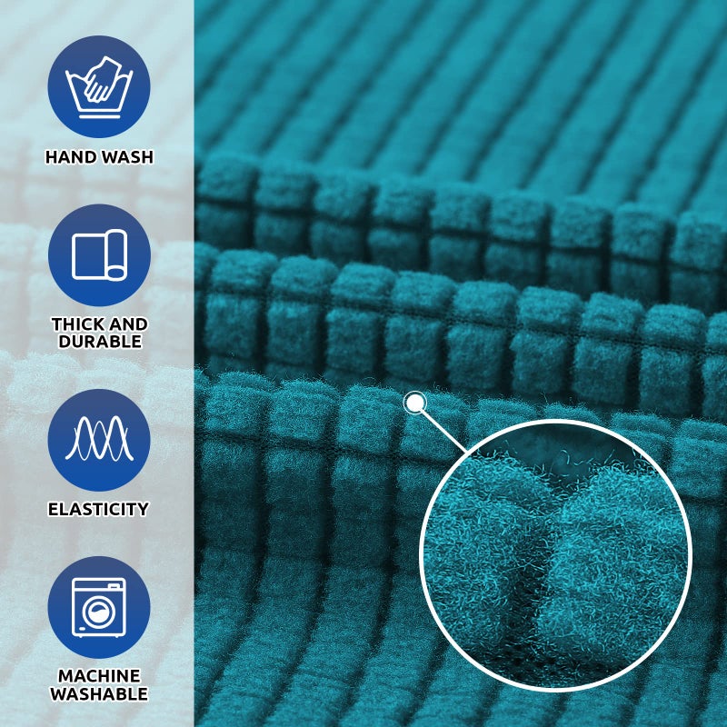KEKUOU Stretch Single Sofa Slipcover 1 Piece Couch Sofa Cover (32""-55"") Furniture Protector 1 Seater Sofa with Elastic Bottom for Kids Pet.Jacquard Small Checked Pattern Fabric(Small Peacock Blue) - Image 4