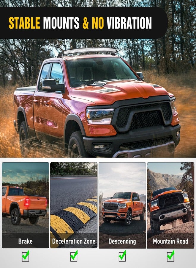 Nilight 52 inch Curved LED Light Bar Bracket Mounting Upper Windshield Roof Cab Brackets for Dodge RAM 1500 4th Gen 2009-2018, 1500 Classic 2019-2024 and RAM 2500 3500 2010-2018 - Image 5