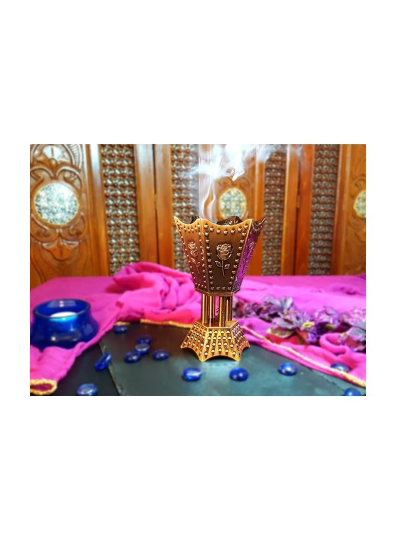 AM Premium Charcoal Incense Burner for Oud, Resin & Frankincense. Bakhoor Burner (Copper Rose) - Image 2