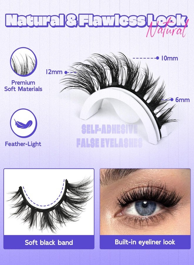 LZM Self Adhesive Eyelashes, No Glue Eyelashes Press On Lashes Half 14mm 6D05 - Image 3