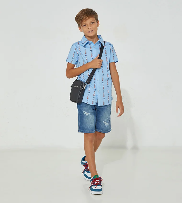 Beverly Hills Polo Club  Bhpc Kids Powder Blue Long Sleeve Shirt for Men | Best Price UAE