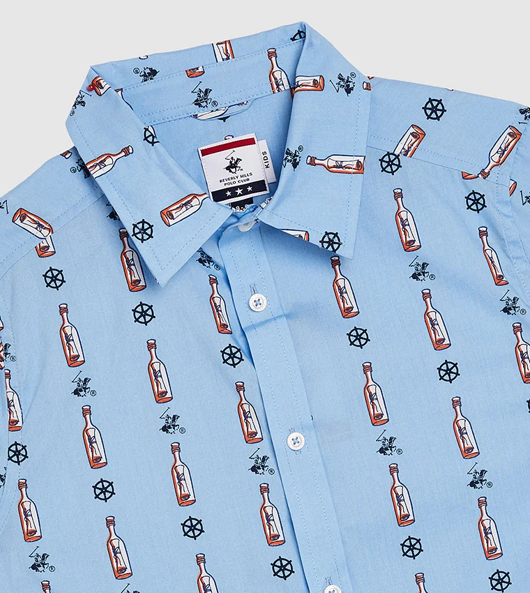 Beverly Hills Polo Club  Bhpc Kids Powder Blue Long Sleeve Shirt for Men | Best Price UAE