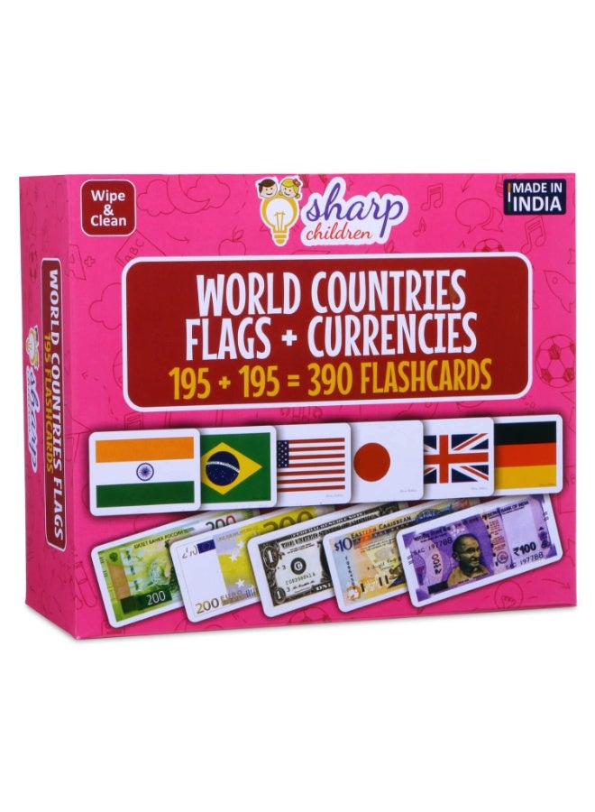 Sharp Children Big Size Flags Flash Cognitive_Skills Cards for Kids, Currency Flash Cards, Wipe and Clean, Laminated Activity Flash Cards - Image 1