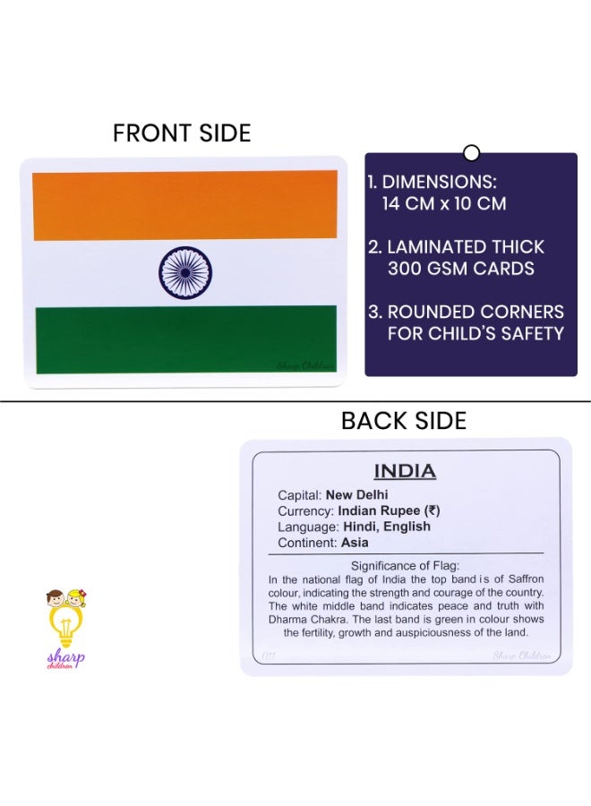 Sharp Children Big Size Flags Flash Cognitive_Skills Cards for Kids, Currency Flash Cards, Wipe and Clean, Laminated Activity Flash Cards - Image 3