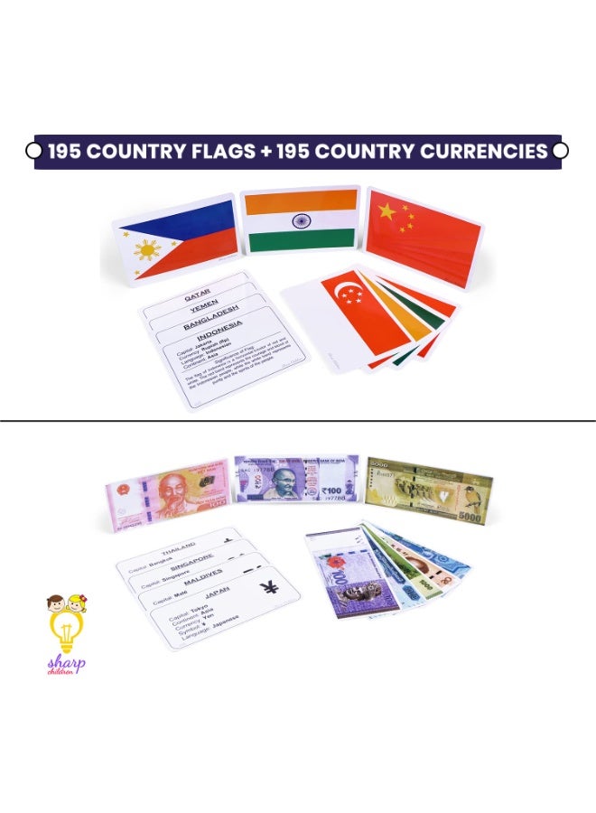 Sharp Children Big Size Flags Flash Cognitive_Skills Cards for Kids, Currency Flash Cards, Wipe and Clean, Laminated Activity Flash Cards - Image 2