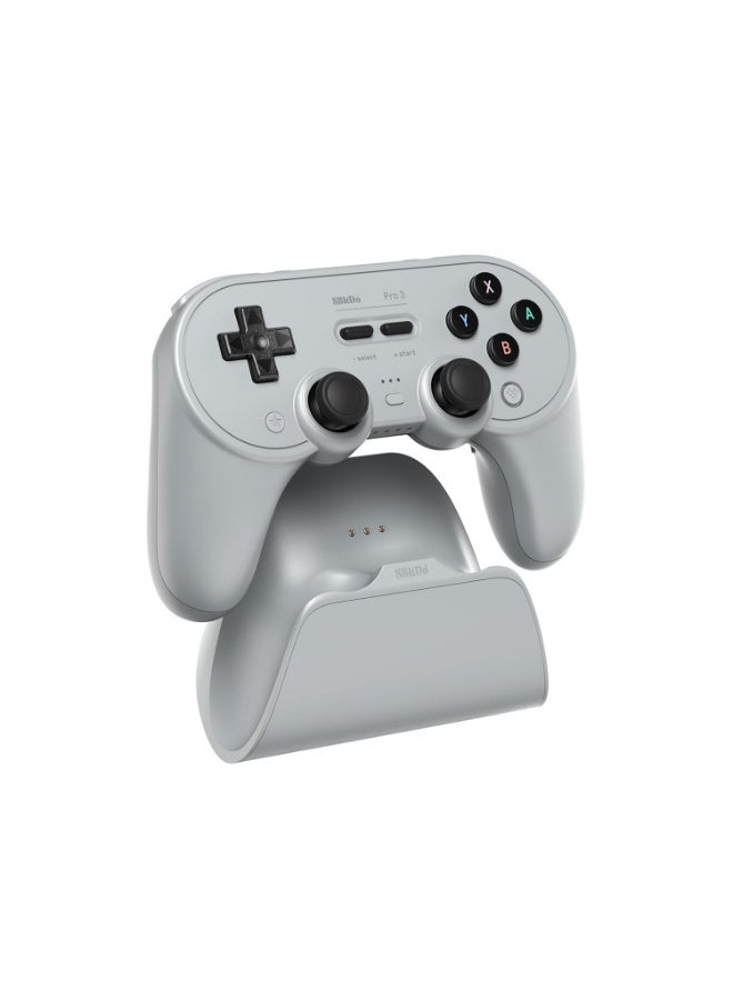 8BitDo Pro 3 Bluetooth Controller for Switch/Switch 2 – TMR Joysticks, Swappable ABXY Buttons, Pro Back Buttons, Charging Dock, Hall Effect Triggers, for Windows, Apple, SteamOS, Android - Gray - Image 1