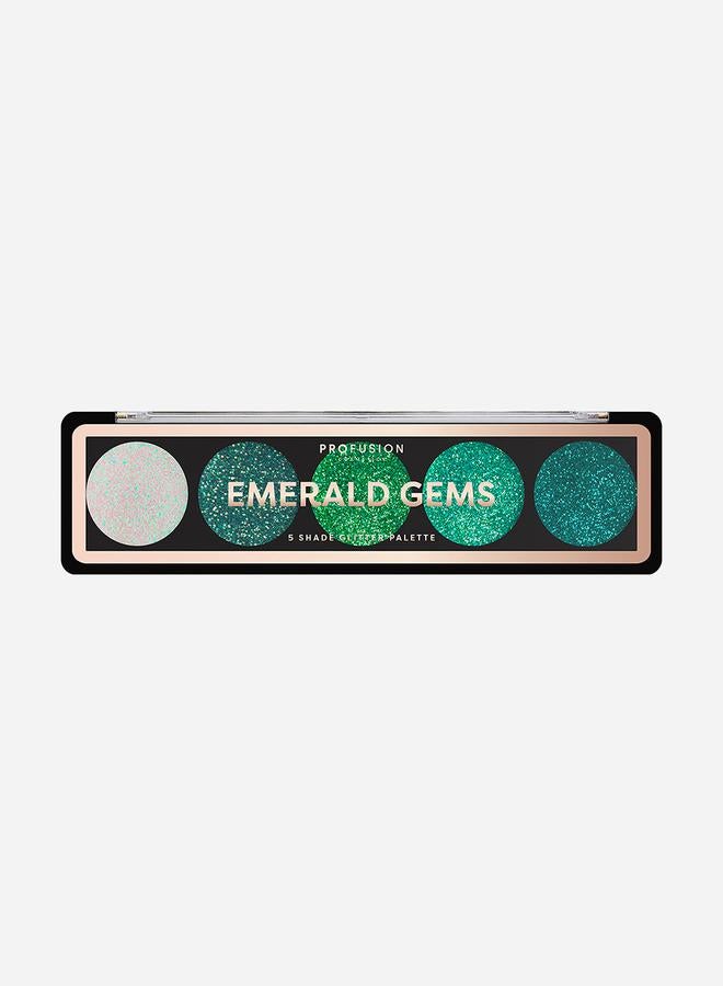profusion Cosmetics Emerald Gems - 5 Shade Glitter Palette - Image 1