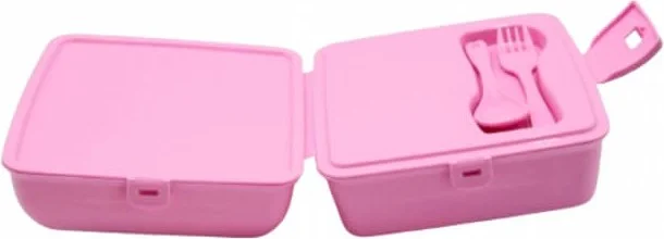 Piev 2 Compartment Lockable Fork Spoon Unicorn Lunch Box Pink