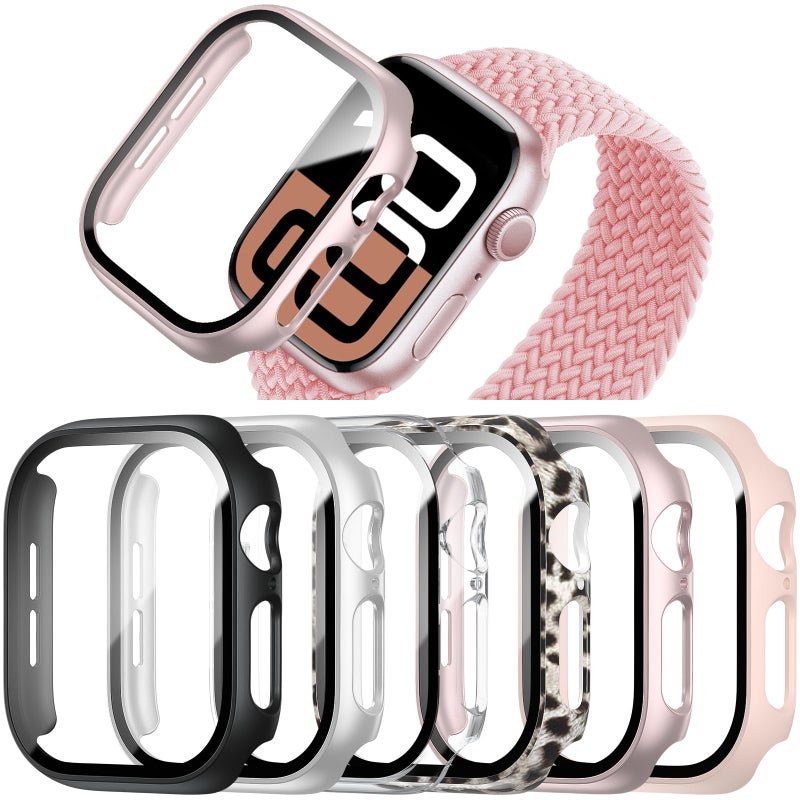 BHARVEST 6 Pack Case for Apple Watch Series 11/10 42mm with Tempered Glass Screen Protector, BHARVEST High Definition Scratch Resistant Hard PC Bumper Cover for Apple Watch 11/10 Accessories (6 Colors, 42mm) - Image 1