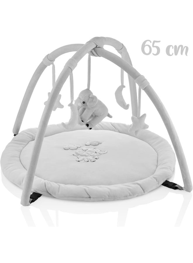 BabyJem Velvet Playing Mat With Elephant Theme (Grey)  - Image 3