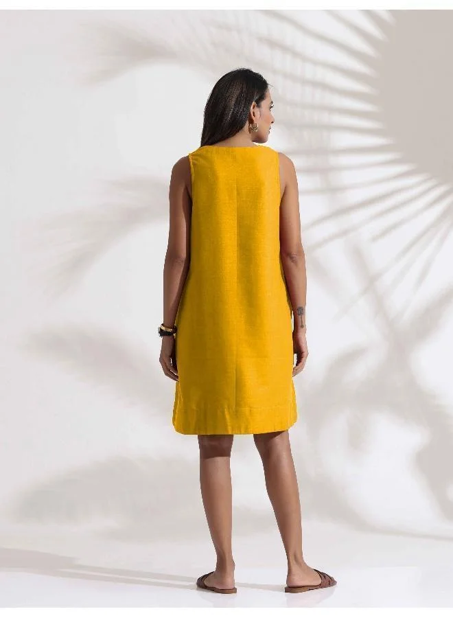 trueBrowns Mustard Sleeveless Shift Dress