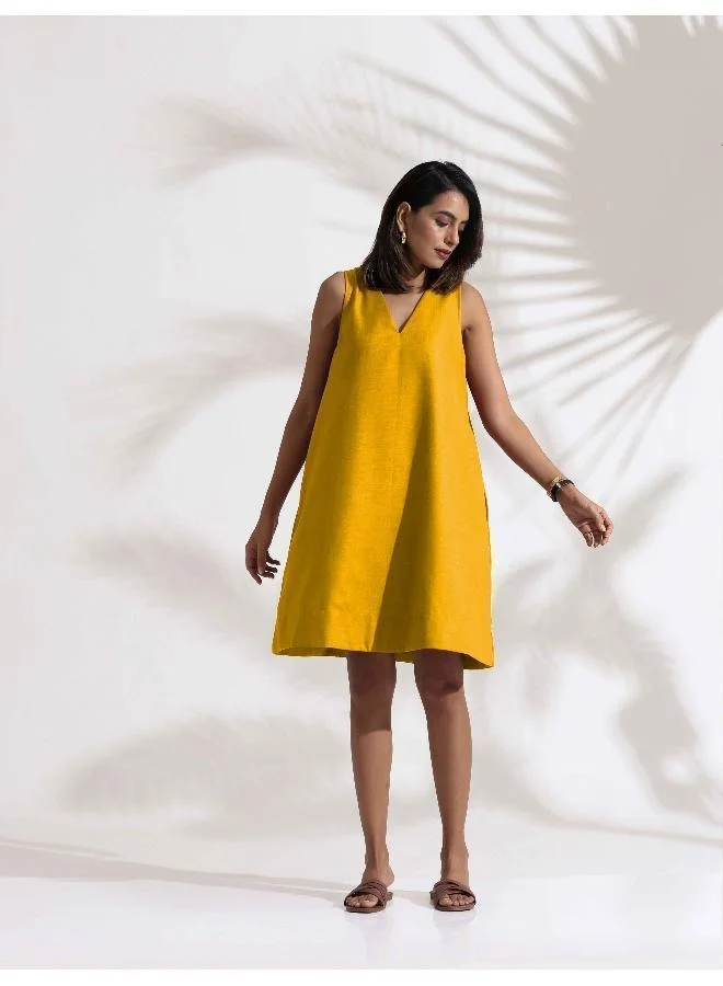 trueBrowns Mustard Sleeveless Shift Dress