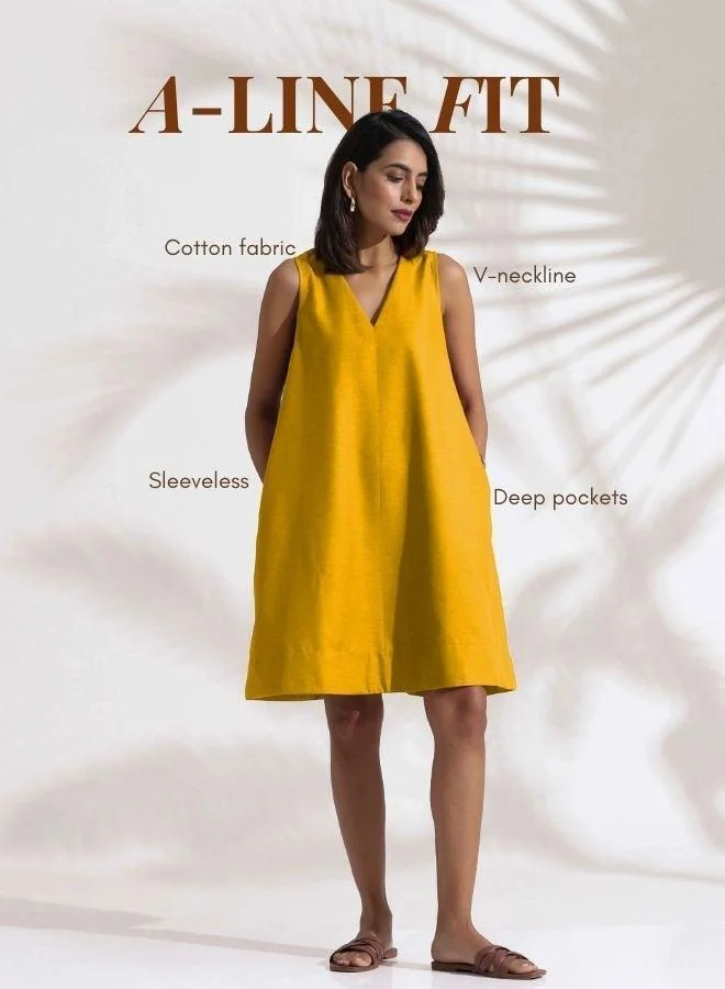 trueBrowns Mustard Sleeveless Shift Dress