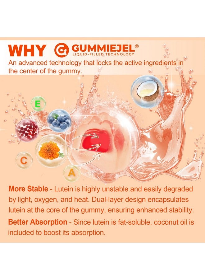 NEVISS Sugar-Free Lutein Zeaxanthin Supplements Gummies (25mg) Vitamins A, C, E, Bilberry, Astaxanthin - Coconut Oil for Better Absorption - Adults & Teens Vision Health, Eye Strain, Dry Eyes - Vegan, 60Cts - Image 3