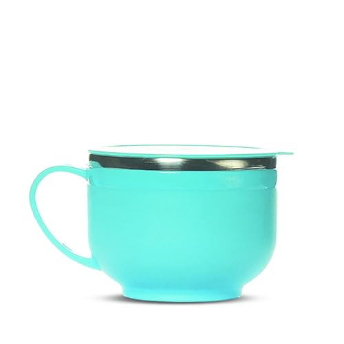 Attro Noodles Bowl Comes with Inner Stainless Steel Soup Bowl and Spoon Holder,Light Weight,Stackable,Perfect for Noodles,Maggie,Soups-500Ml Blue - Image 1