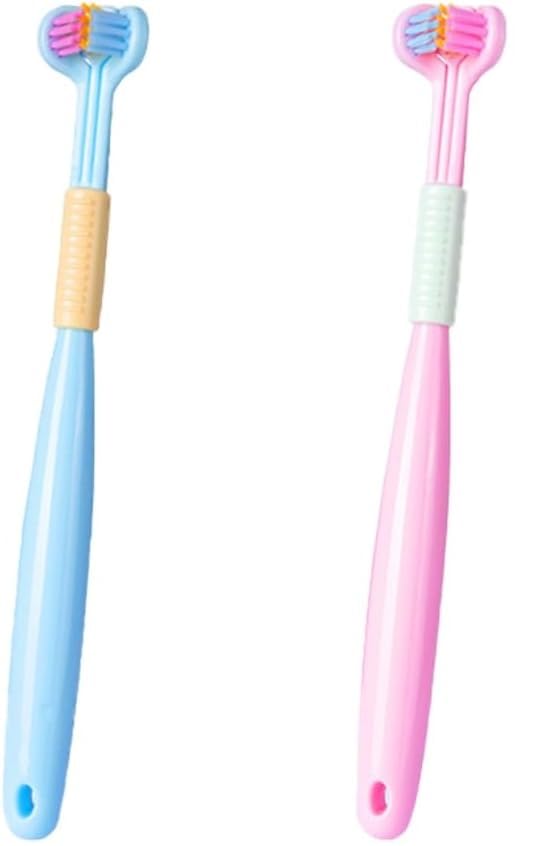 PUTHAK 2 Pcs Three Sided Toothbrush for Kid, Soft Bristles U Shaped Toothbrush Kit, Baby 3 Sided Toothbrush, Toddler and Autistic Oral Care Toothbrush - Image 1