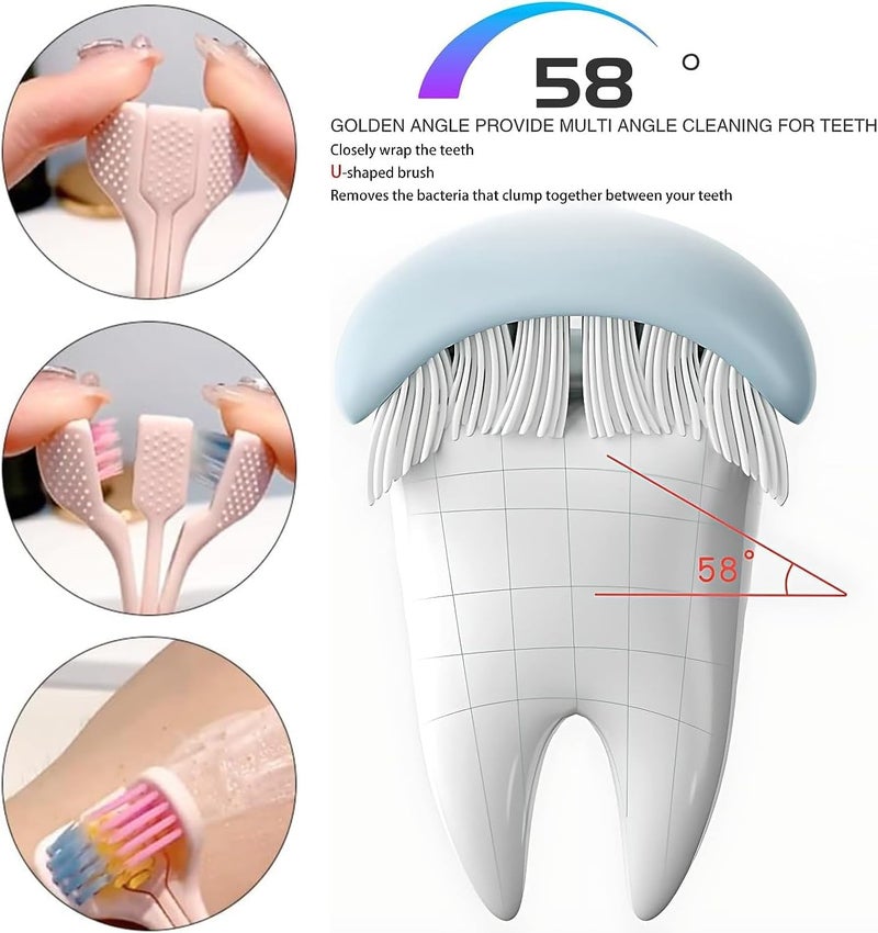 PUTHAK 2 Pcs Three Sided Toothbrush for Kid, Soft Bristles U Shaped Toothbrush Kit, Baby 3 Sided Toothbrush, Toddler and Autistic Oral Care Toothbrush - Image 3
