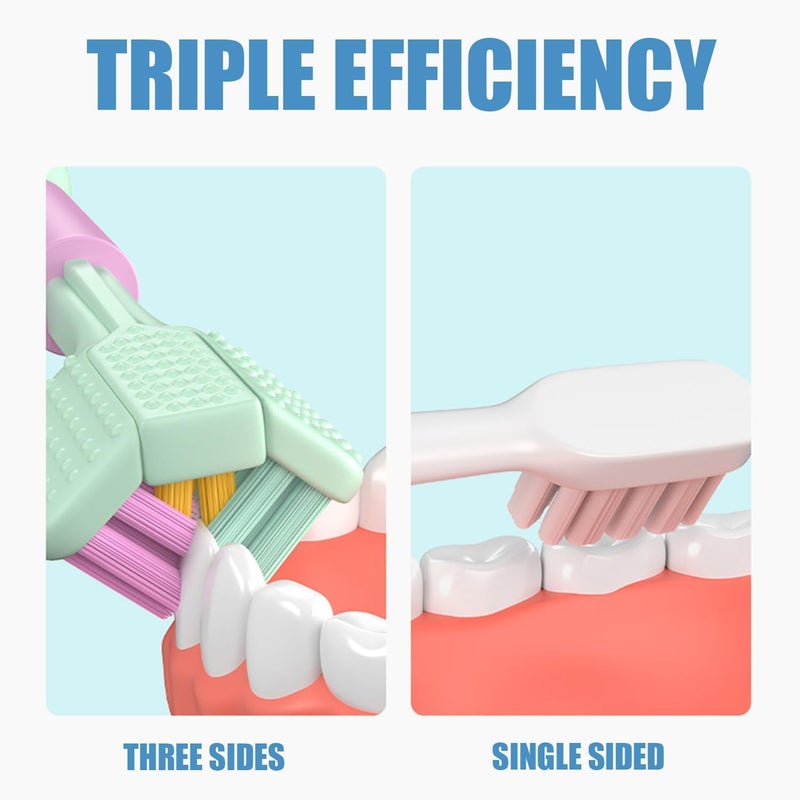 PUTHAK 2 Pcs Three Sided Toothbrush for Kid, Soft Bristles U Shaped Toothbrush Kit, Baby 3 Sided Toothbrush, Toddler and Autistic Oral Care Toothbrush - Image 5