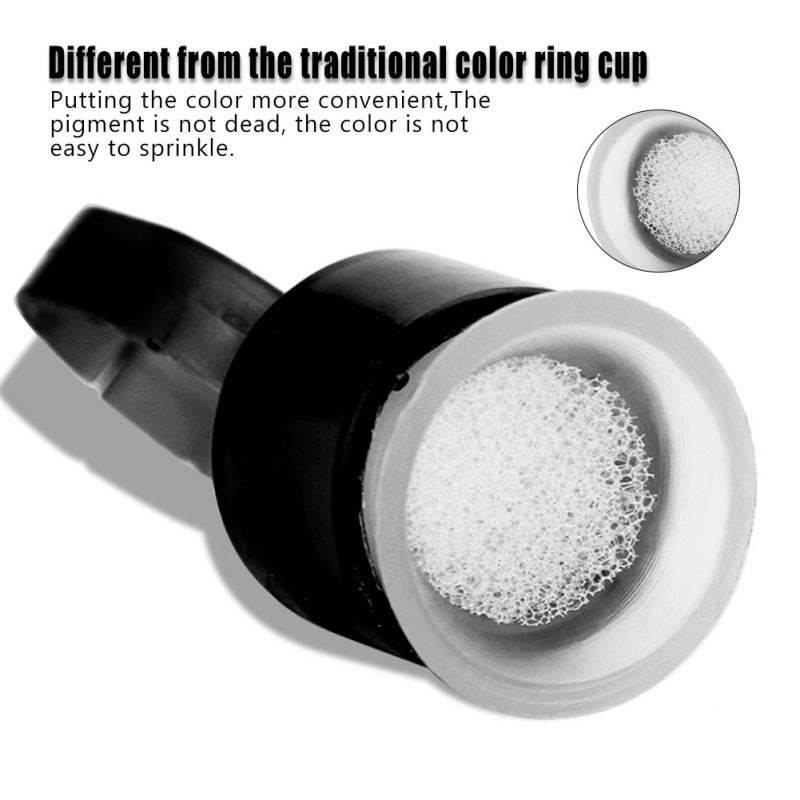 Disposable Tattoo Ring Cup With Sponge - Adjustable Ring Design Sharp Needle Protection Sponge Pigment Holder for Permanent Makeup Artists Beginners - Image 2