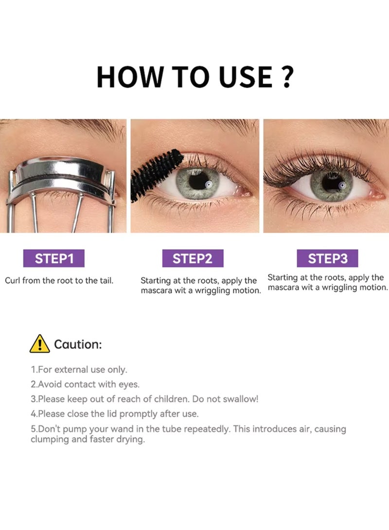 lakerain Super Big 5D Volume Lash Lengthening Mascara Purple High Pigmented Hyper Curl 5D Mascara With Applicator Brush Long-Lasting Waterproof Mascaras 5X Longer Lash High Volume 15g No.03 - Image 4