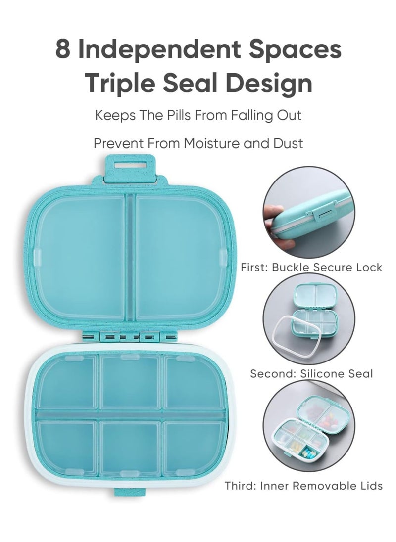 RATSAW Travel Pill Organizer 8 Compartments Portable Pill Case Daily Pill Box to Hold Vitamins Small Pill Container for Pocket Purse Medicine Organizer  - Image 3