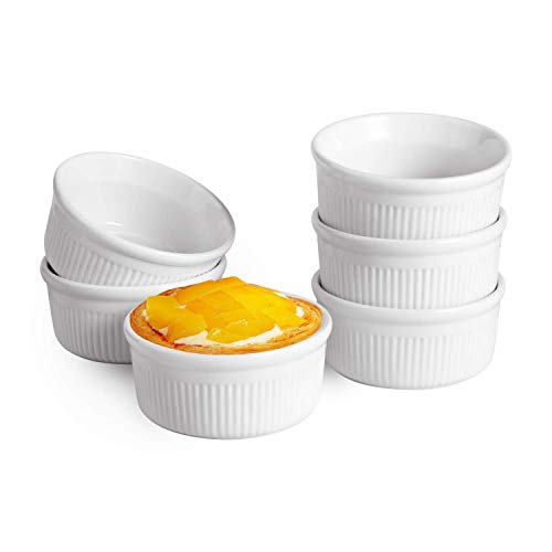 Incrizma Porcelain Ramekins Durable Baking Cups for Souffle, Creme Brulee, Custards, Pudding and Ice Cream (Set of 6 Pcs) - Image 1
