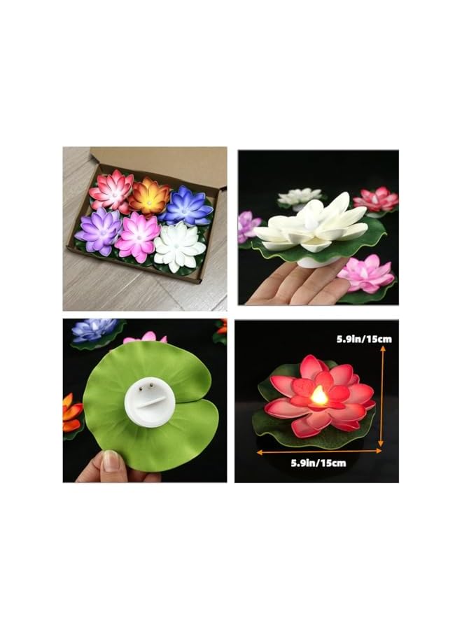 S-TOP 6 PCS Floating Lotus Lantern,Lotus Lamp Thanksgiving Day Decor - Image 2