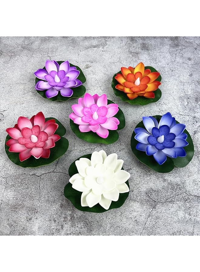 S-TOP 6 PCS Floating Lotus Lantern,Lotus Lamp Thanksgiving Day Decor - Image 1
