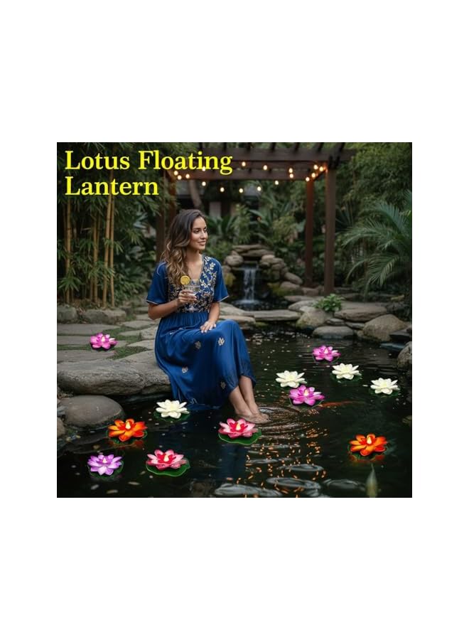 S-TOP 6 PCS Floating Lotus Lantern,Lotus Lamp Thanksgiving Day Decor - Image 3