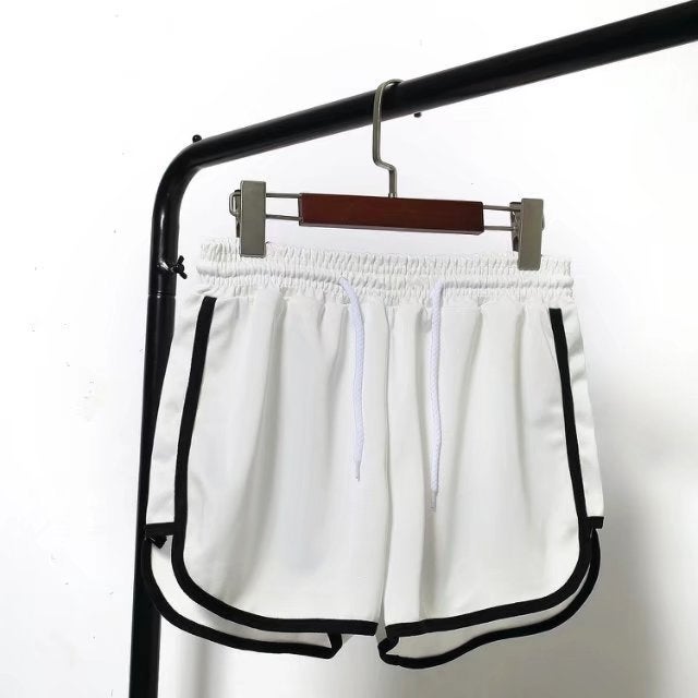 Korean Style plus size Loose Sports Solid Color Shorts Womens Three-point Running Pants Casual Yoga Pants Outer Wear Beach Pajama Pants White Bilateral Triple Pants 