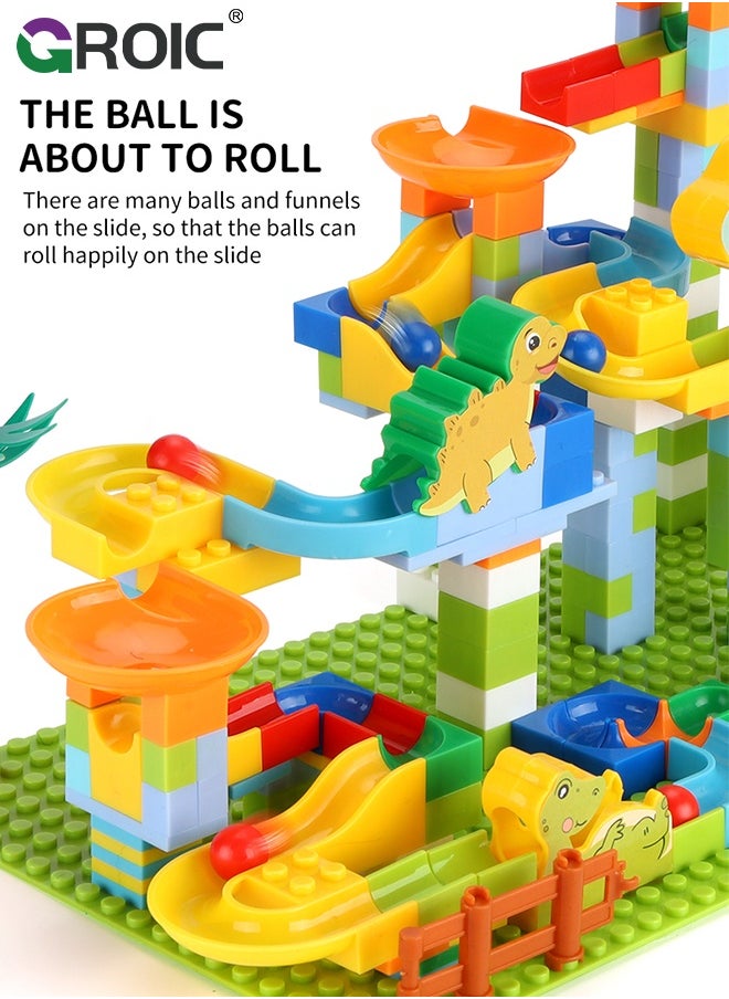GROIC 260Pcs Dinosaur Marble Runs for Kids,Marble Run for Kids,Marble Runs Building Blocks,Big Blocks Educational Stem for Toddlers,Fun Dinosaur Toys  - Image 2