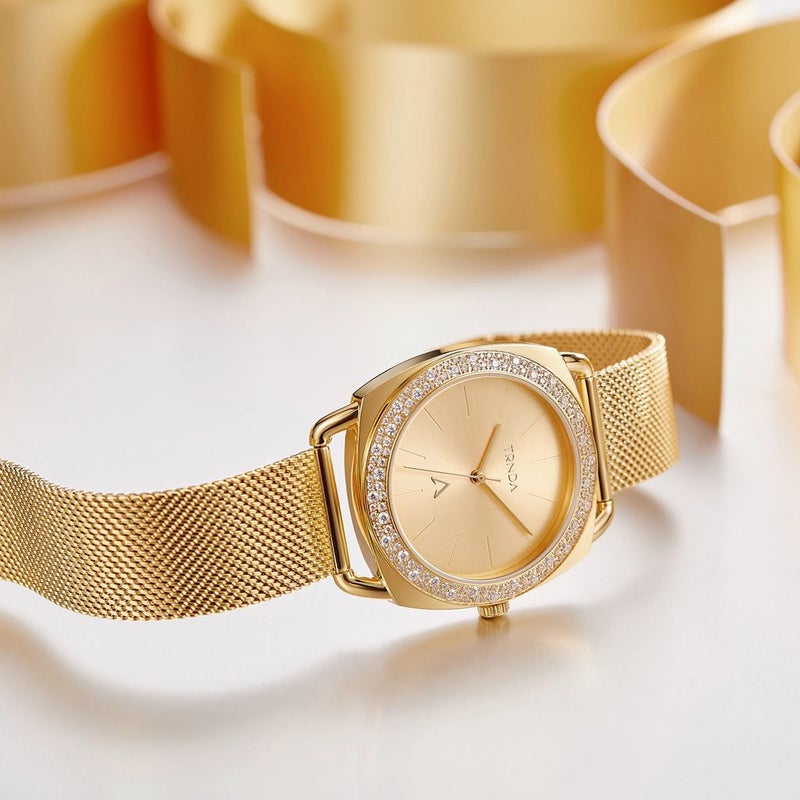 ترندا ساعة نسائية من TRNDA بهيكل ستانلس ستيل ذهبية وسوار ستانلس ستيل ذهبي - Image 5