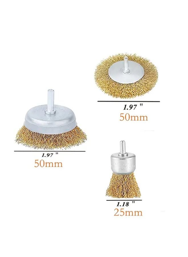 3Pcs Wire Brush for Drill Set Coarse Crimped Carbon Steel Wheel Cup Attachments - Image 3