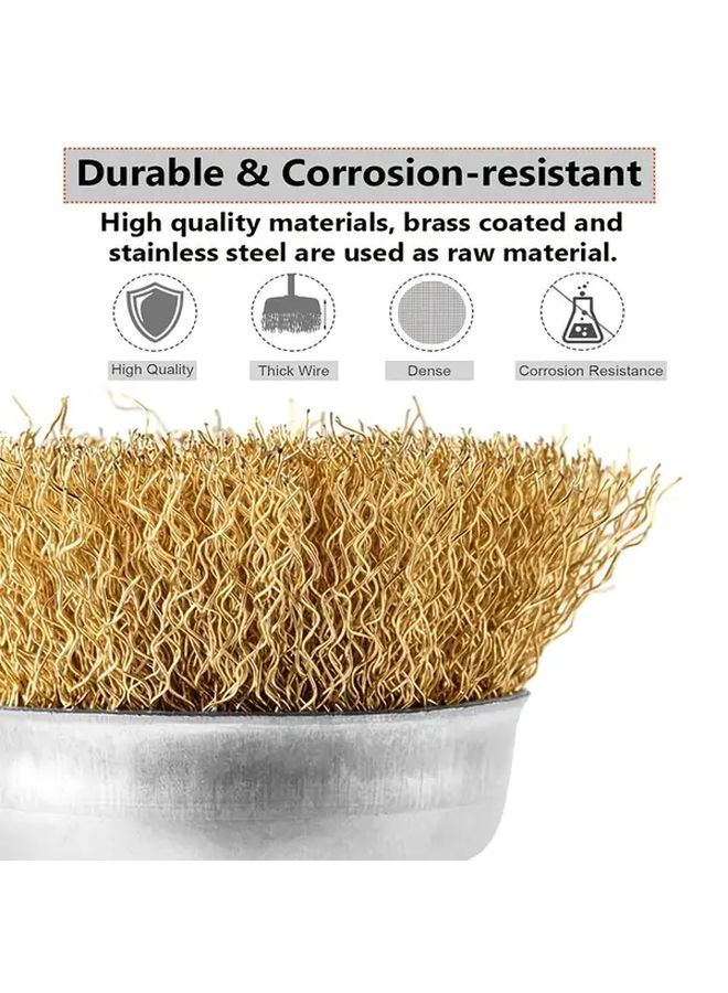 3Pcs Wire Brush for Drill Set Coarse Crimped Carbon Steel Wheel Cup Attachments - Image 5