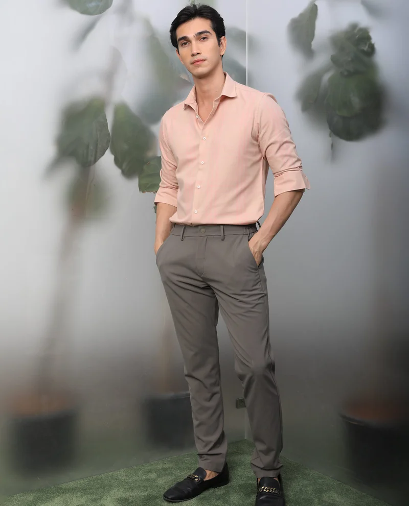 Rare Rabbit Rare Rabbit Men's Carnet Dusky Pink Cotton Polyester Fabric Full Sleeves Checks Shirt
